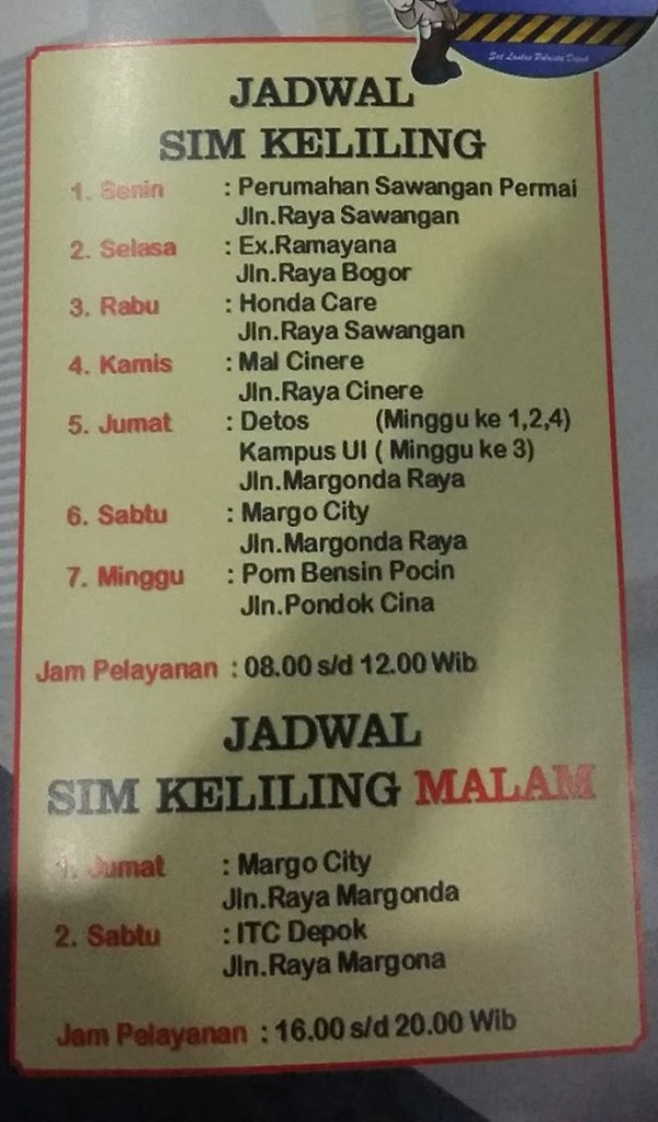 jadwal sim keliling depok Juni 2017 jadwal sim keliling depok Juni 2017