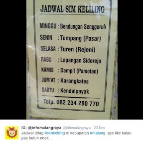 Jadwal SIM Keliling Malang April 2024