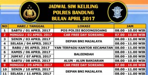 Jadwal Layanan SIM Keliling Polres Bandung Bulan April 2024