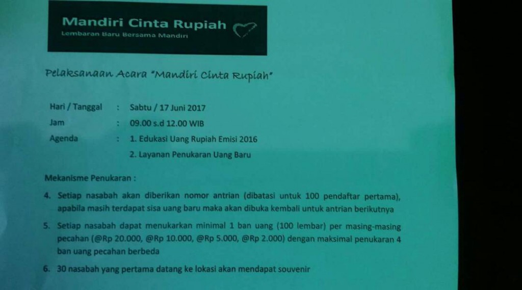 Jadwal Mobil Penukaran Uang Keliling Bank Mandiri Yogyakarta