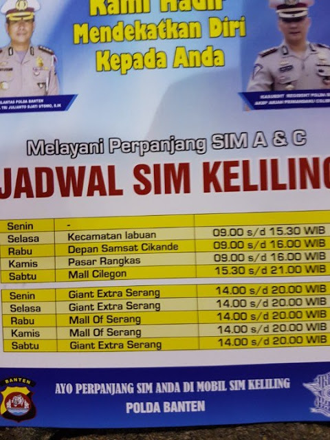 Jadwal SIM Keliling Serang Banten April 2024