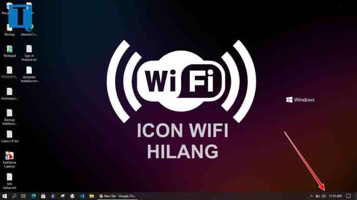 Logo wifi hilang di laptop