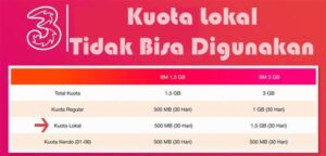 Kuota tri tidak bisa digunakan