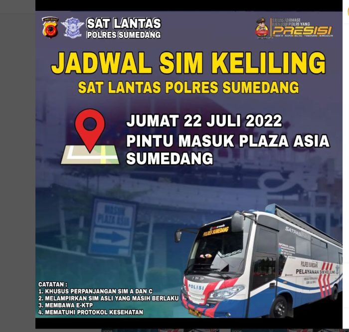 Jadwal SIM Keliling Sumedang Utara