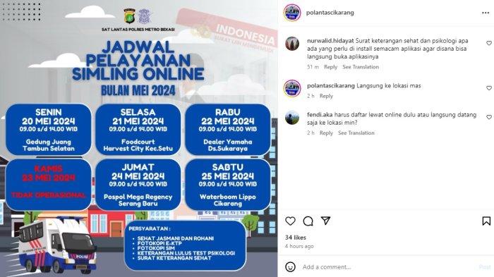 Jadwal SIM Keliling Tambun Selatan